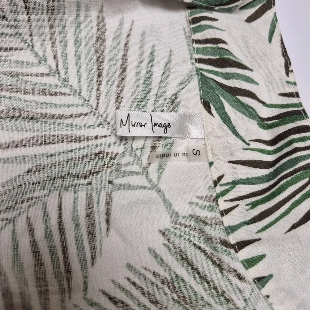 Mirror Image Womens Size S Palm Tropical Leaf Open Swim Cover Tunic Linen Cotton - Picture 9 of 10